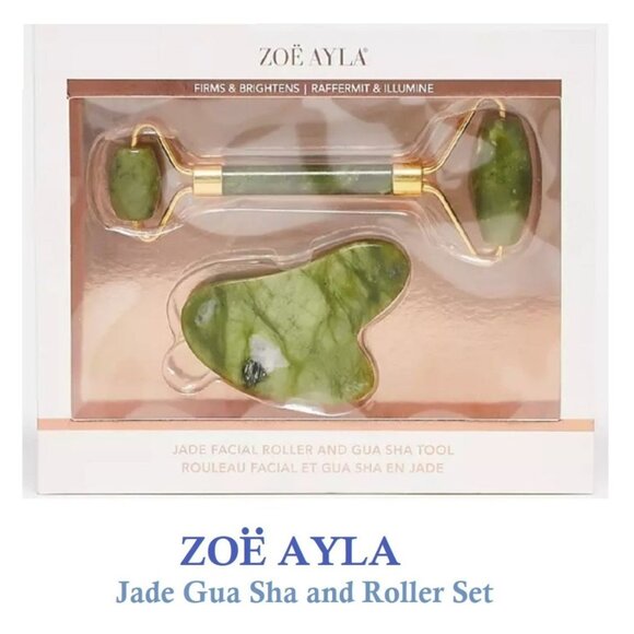 Zoe Ayla Jade Facial Roller and Gua Sha Set Firms and Brightens Natural Skincare - Picture 2 of 9